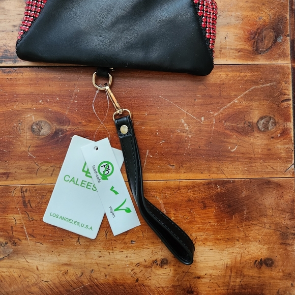 Triangular Red Rhinestone Evening Bag with Zipper - Picture 9 of 16